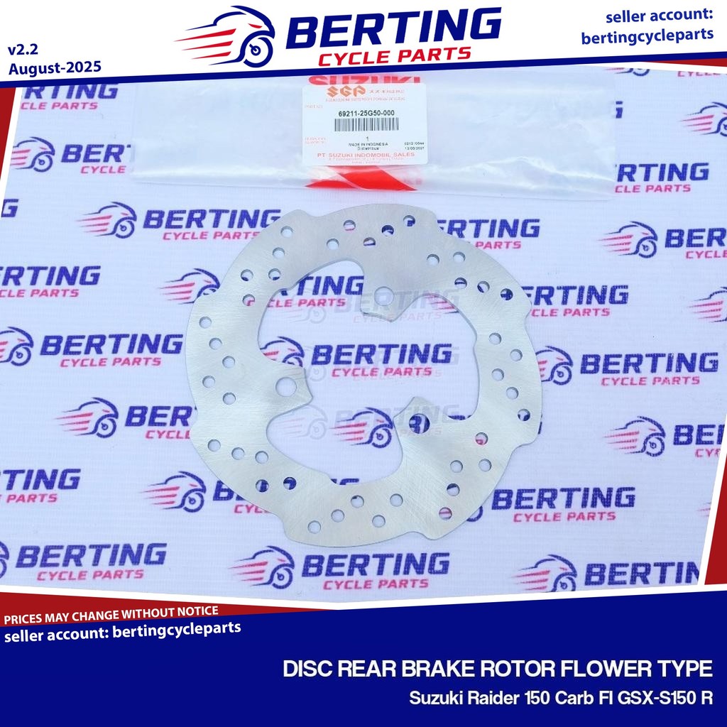 SGP REAR BRAKE DISC ROTOR FLOWER TYPE Suzuki Raider 150 Carb FI GSX ...