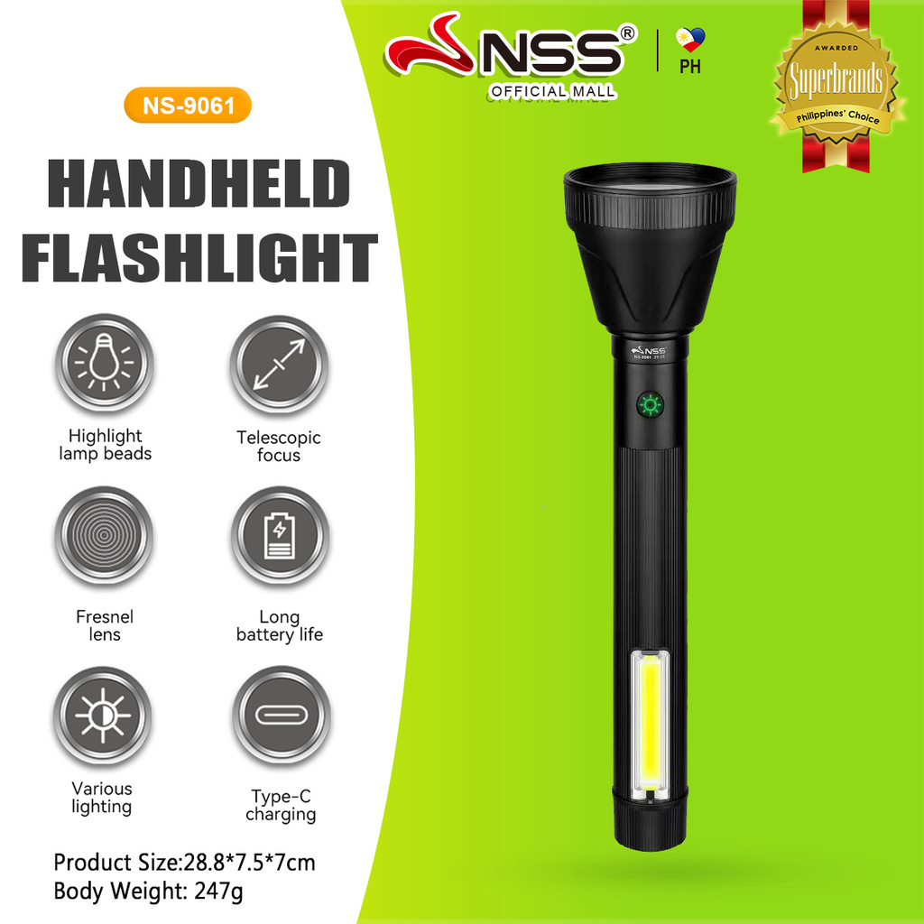 NSS 80W Super Bright Handheld Flashlight Portable Zoomable Torch ...
