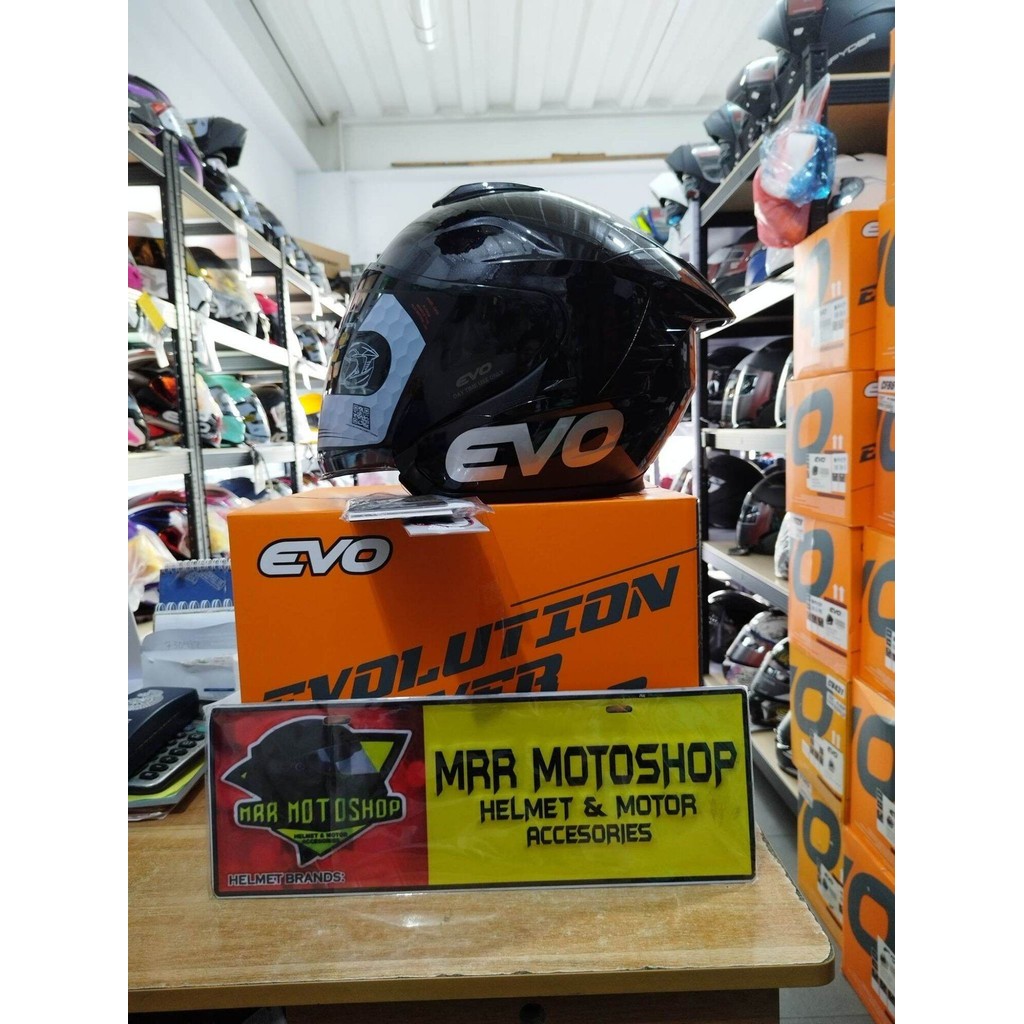 Evo RX5 gloosy black halface helmet dual visor | Shopee Philippines