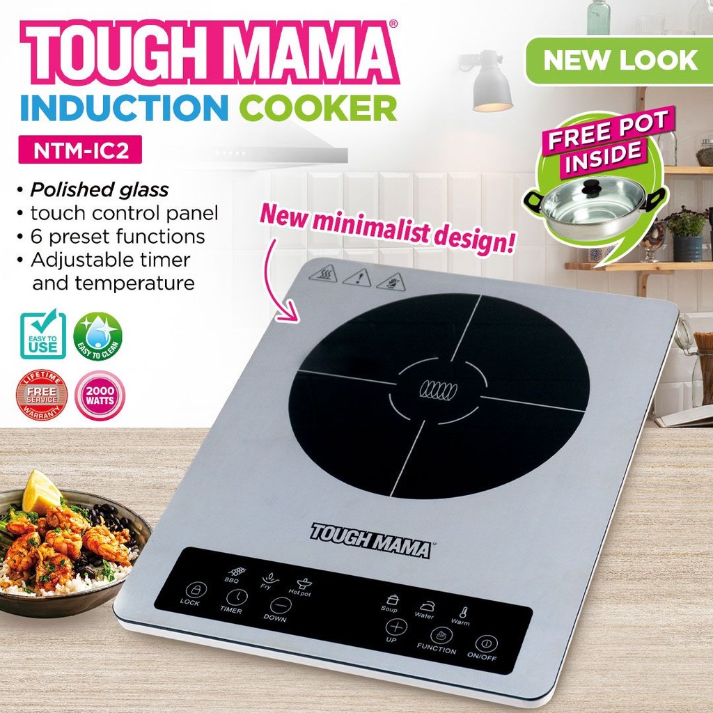 Tough Mama NTMIC2 NEW Crystal Plate Induction Cooker with Free Pot