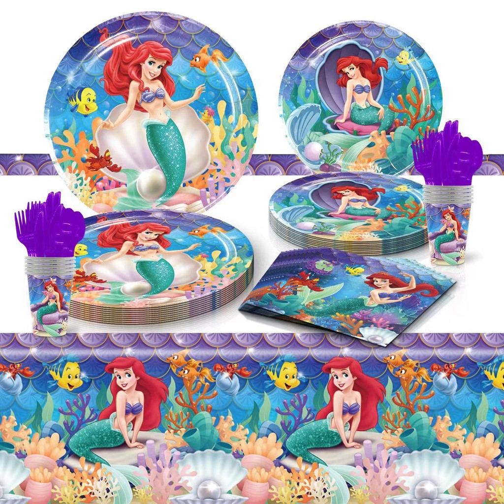 The Little Mermaid Princess Ariel Tableware Set Birthday Party ...