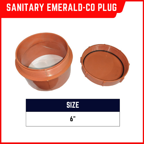 Sanitary PVC Fittings Emerald Clean Out w/ Plug (Sizes 6",8") Sold per