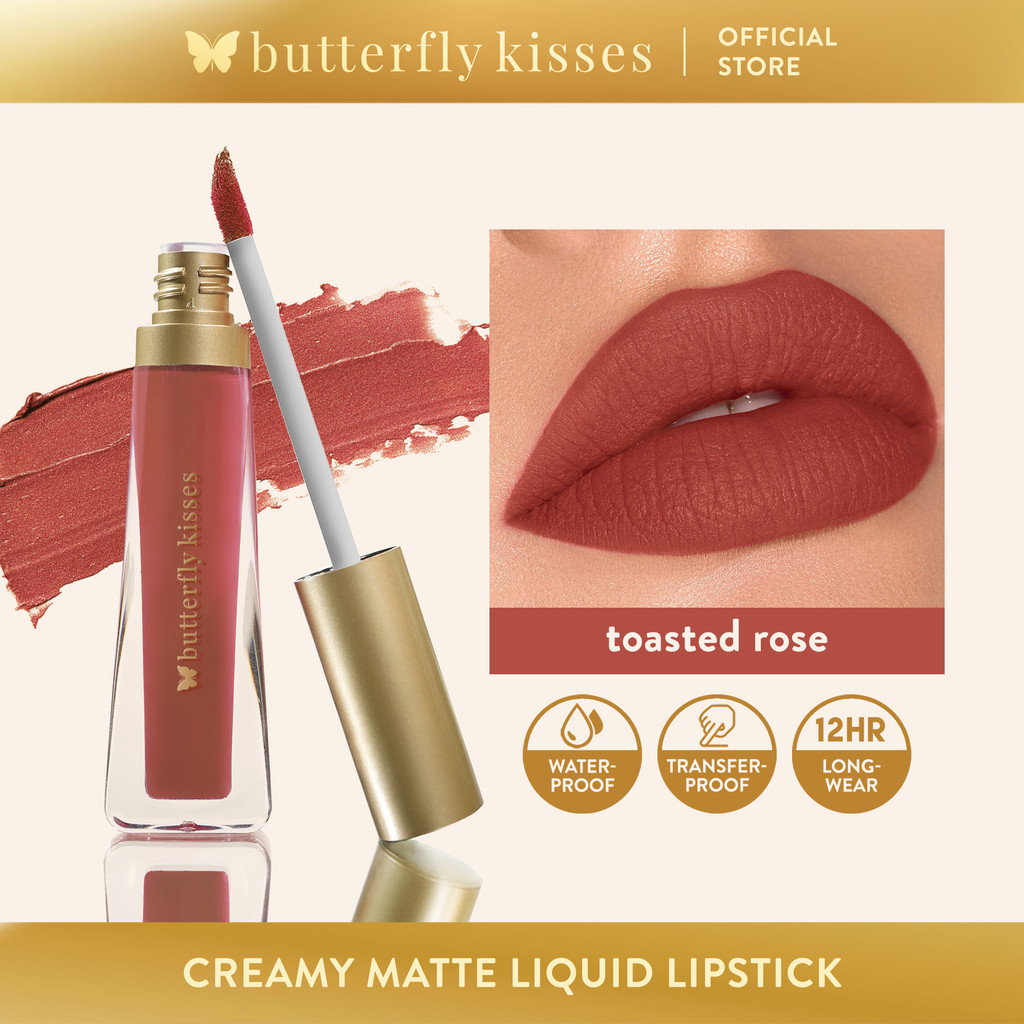 Butterfly Kisses Creamy Matte Long-Lasting Liquid Lipstick (Toasted ...