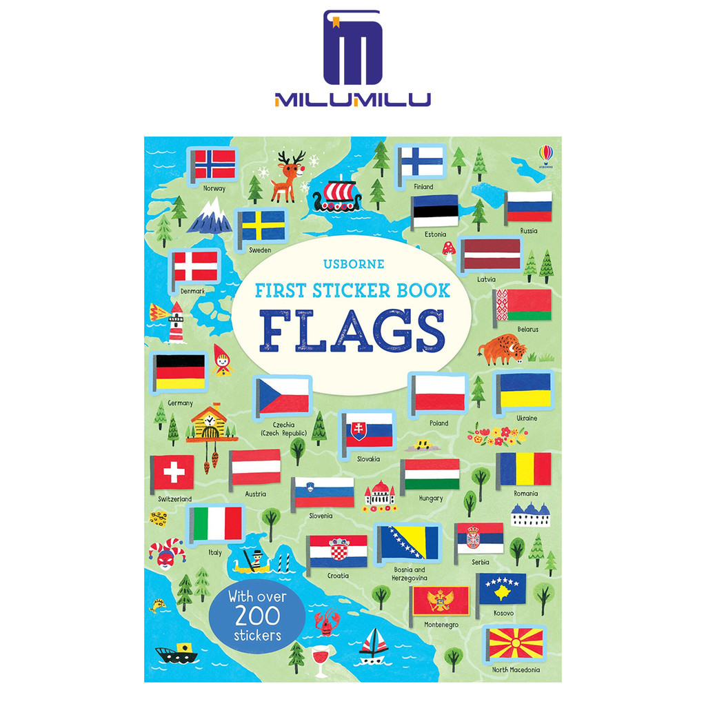 Usborne Original Popular Books First sticker book flags Colouring ...