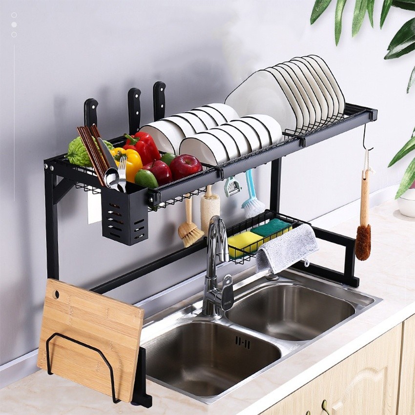 Stainless Steel Over Sink Dish Drying Rack | Kitchen Organizer Shelf ...