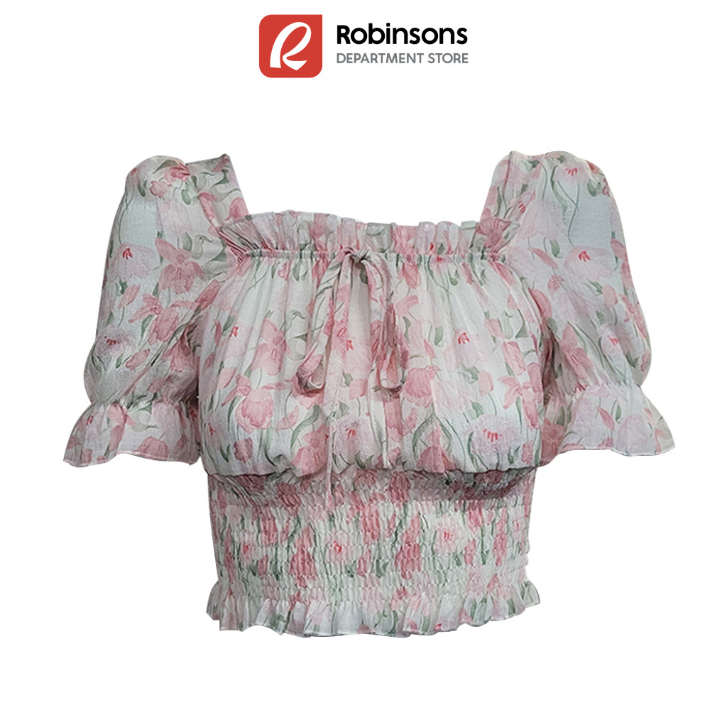 SAMSOE SAMSOE light pink floral smock blouse
