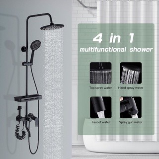 304 Stainless Steel Bathroom 4 in 1 Brass Body Shower Set with Rainfall ...