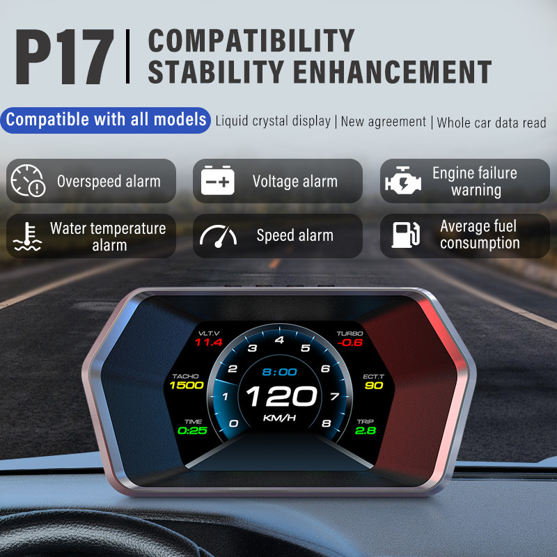 WEITI P17 OBD+GPS Dual System Car Head Up Display GPS HUD Gauge Digital ...