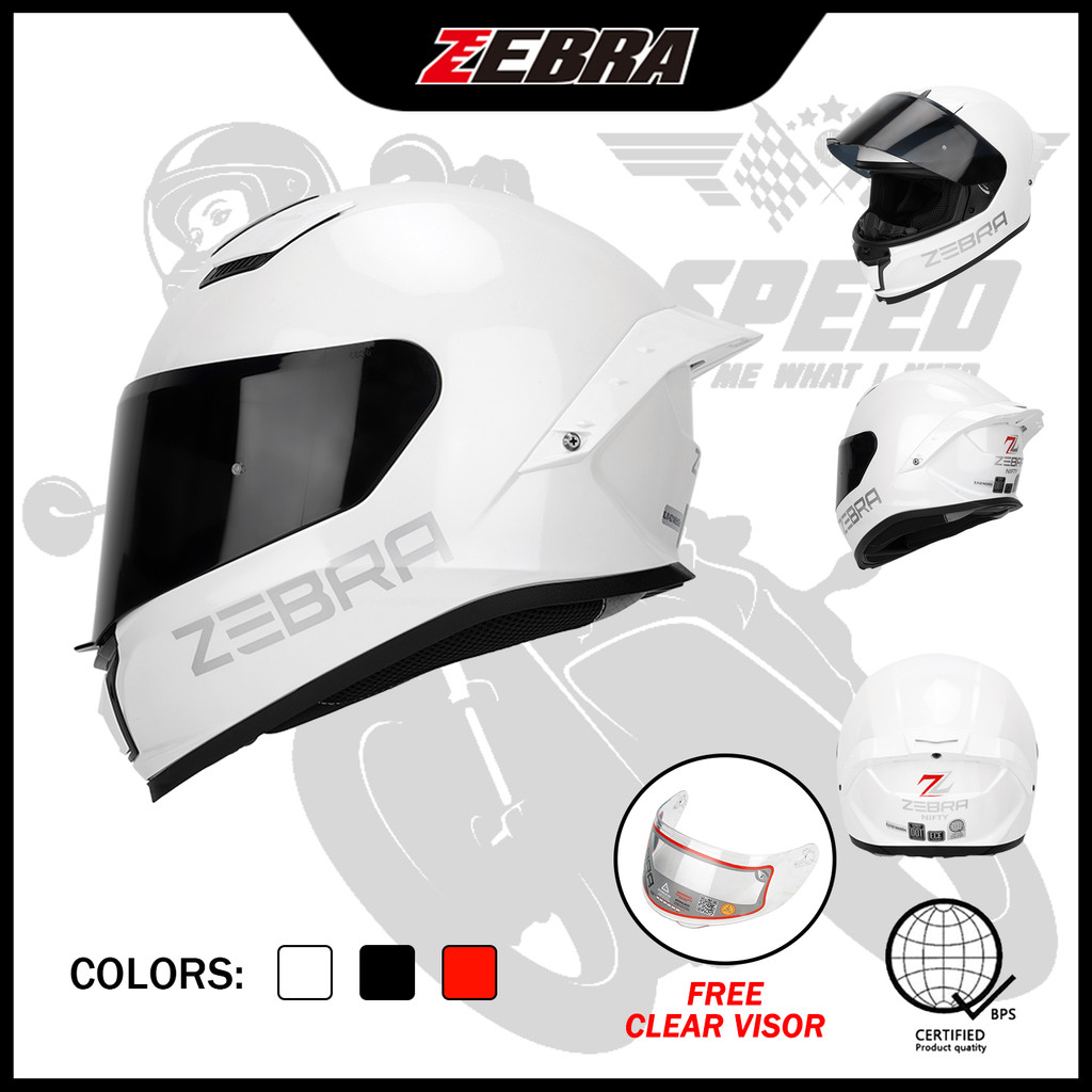 ZEBRA Helmet for motorcycle Full Face Whit ICC Clear Single Viosr Full ...