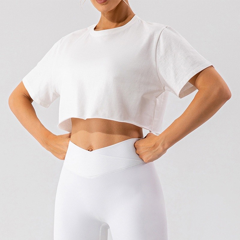 Wmuncc Yoga T Shirt Women s Loose Breathable Running Sports Crop Top Nylon Fitness Gym Solid Shirts Short Sleeve Shopee Philippines