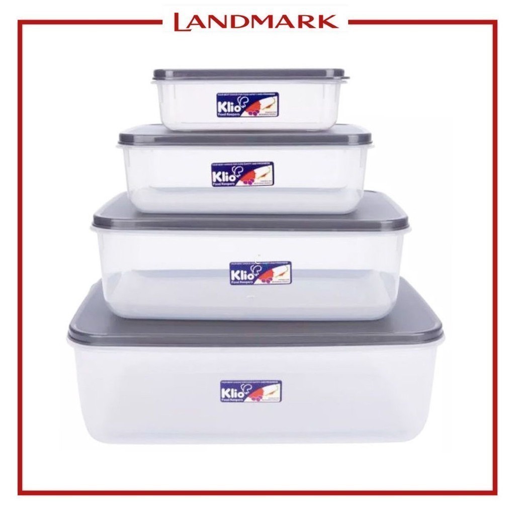Klio 4pc Stackable Rectangle Series Set Food Keeper - Gray 20.5x9x29 cm ...