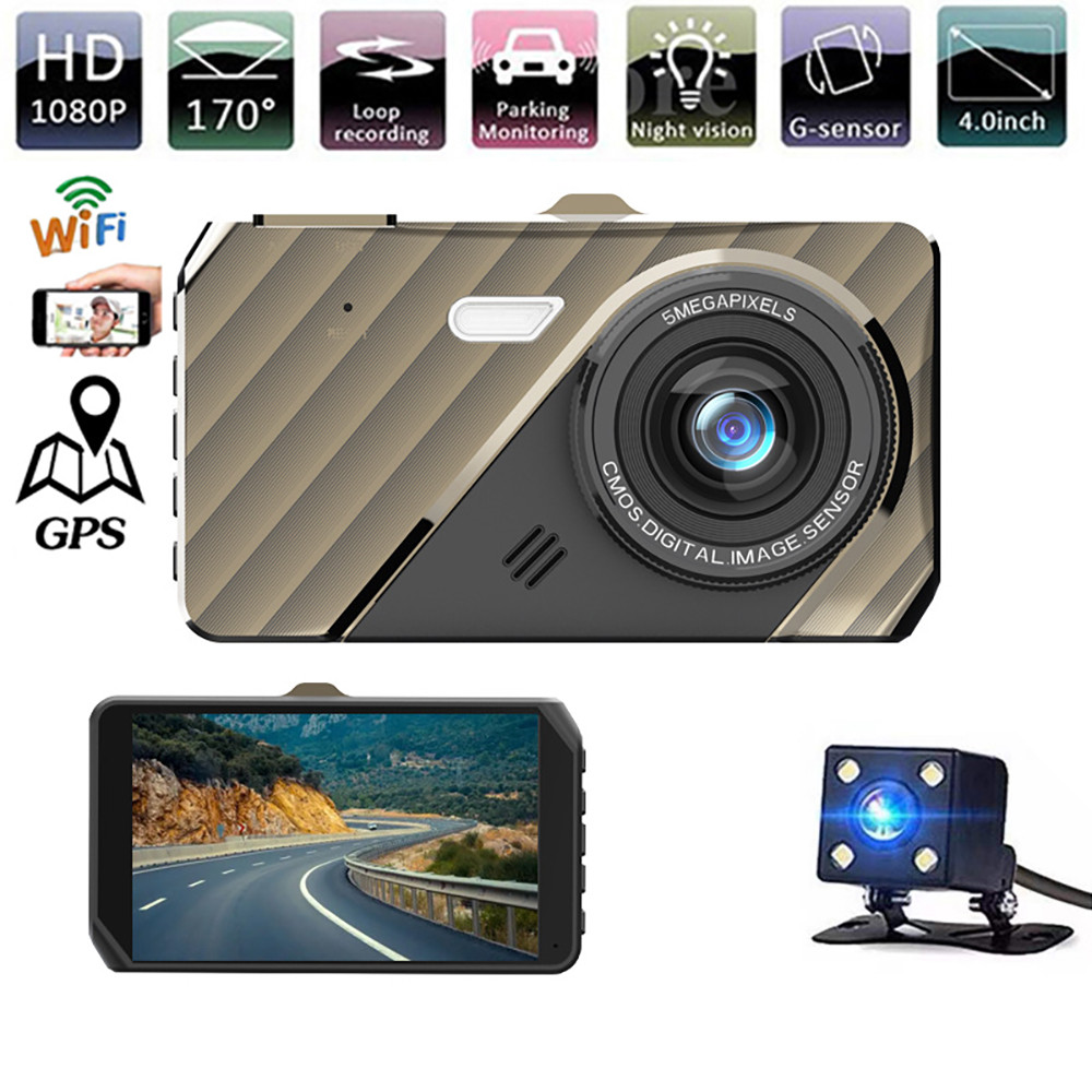 Dash Cam Front Rear Camera 1080P Full HD Driving Loop Video Recorder ...