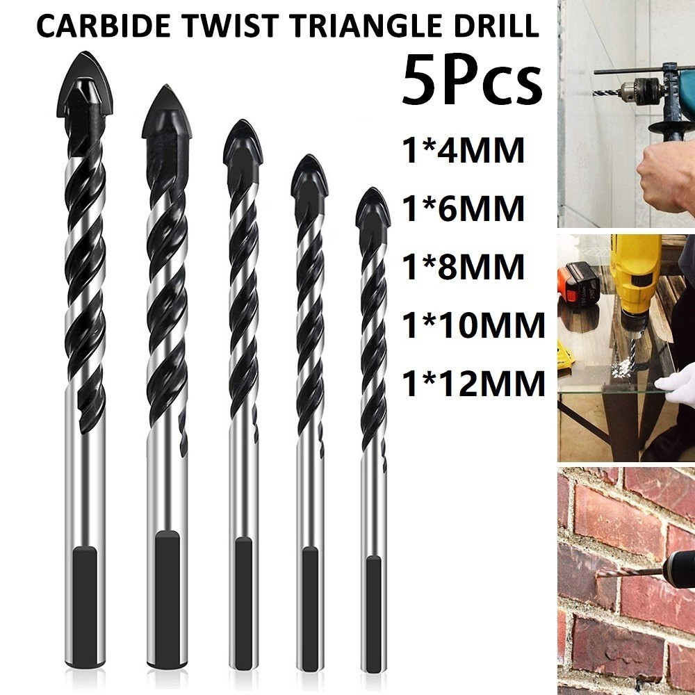 [BABYCITY-PH] 5pcs Carbide Triangle Drill Bits Marble Drilling Glass ...