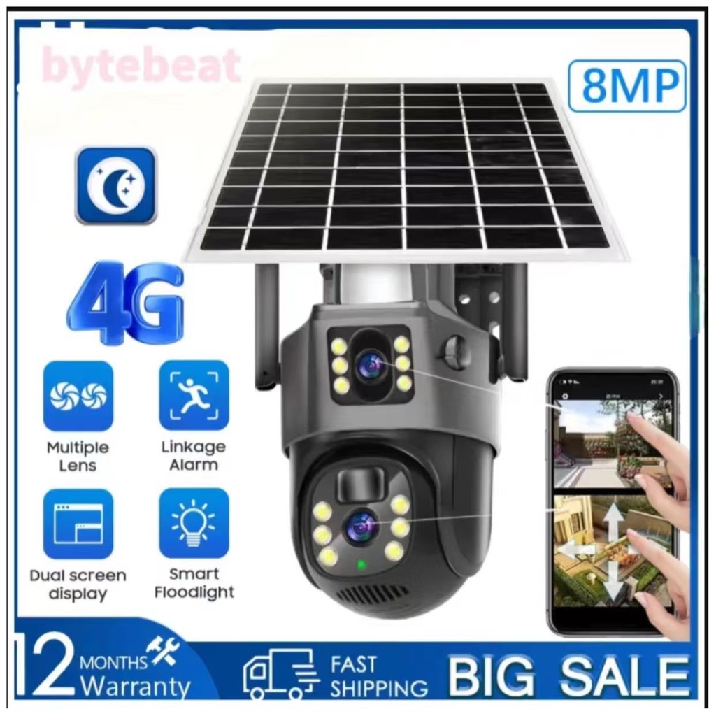 V380 Pro CCTV camera with Dual Lens 4g SIM Card CCTV Solar Battery