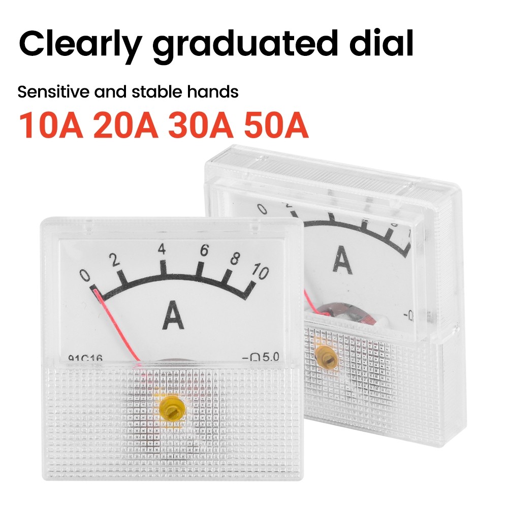 91C16 Ammeter DC Analog 10A 20A 30A 50A Panel Mechanical Pointer Type ...