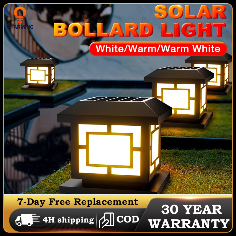 Solar Gate Pillar Light LED Aluminium 4 Tricolor Outdoor Wall Lamp ...