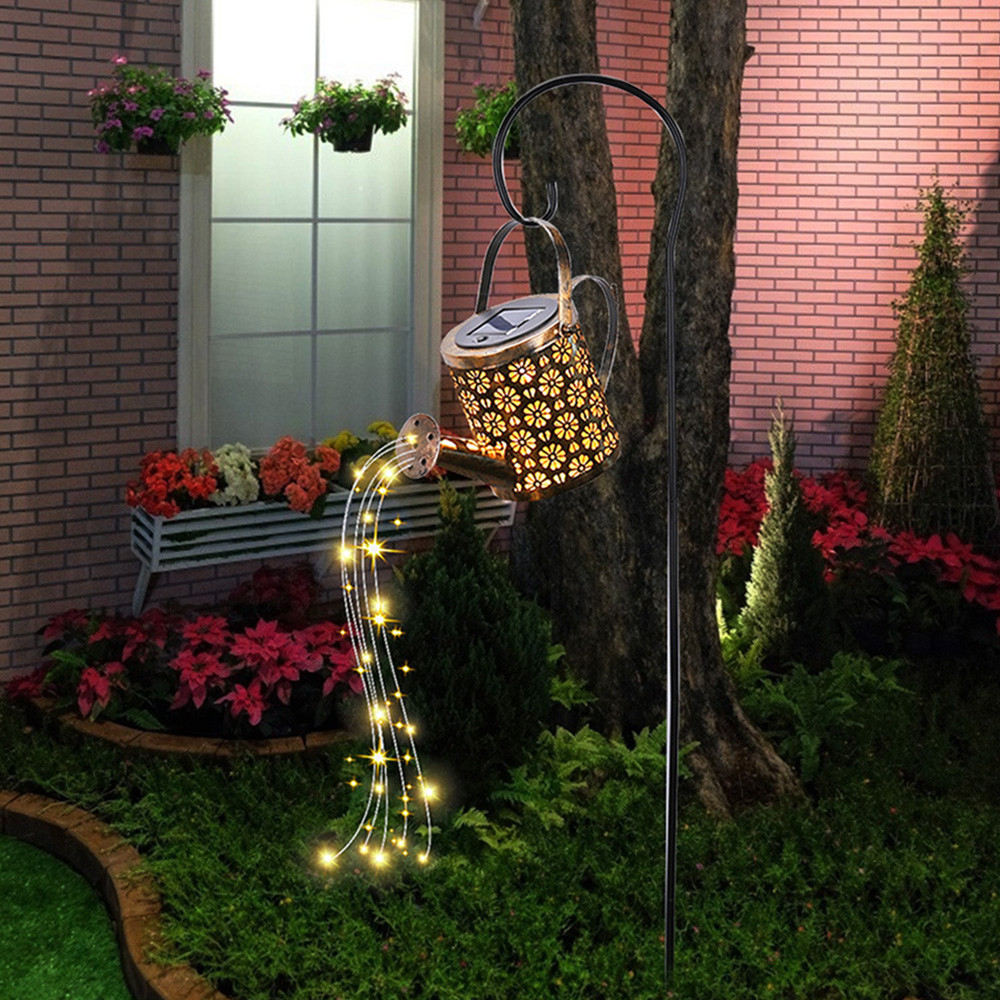 Solar Watering Can Light Hanging Kettle Lantern Outdoor Waterproof ...
