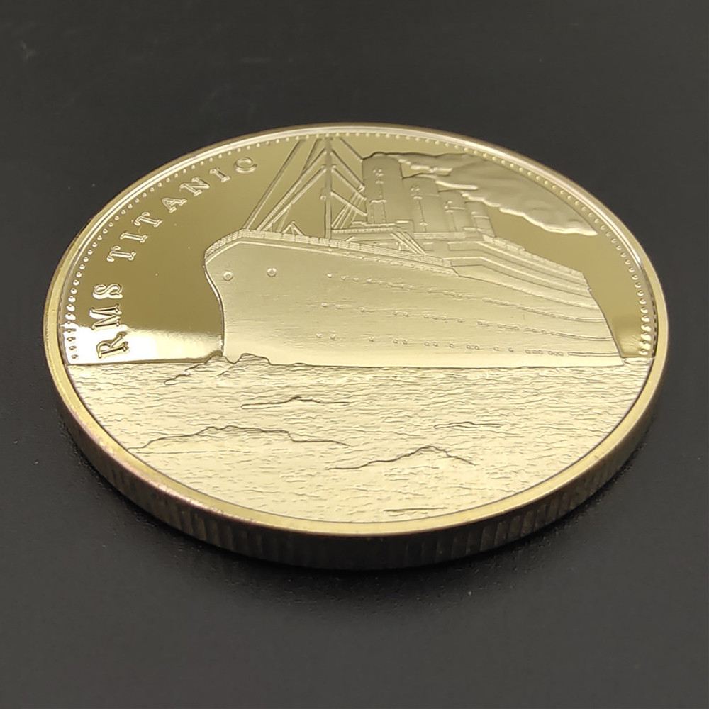Nautical Collectibles Gift Titanic Commemorative Coin With BTC Bitcoin  Design | 40mm Gold Plated Collectible Art Piece Nautical Themed Gifts