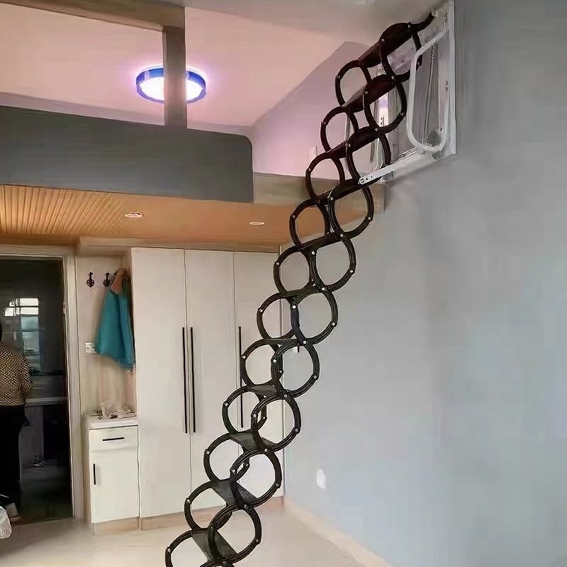 Steel attic Telescopic Ladder with hatch Ceiling fold Stairs Home loft ...