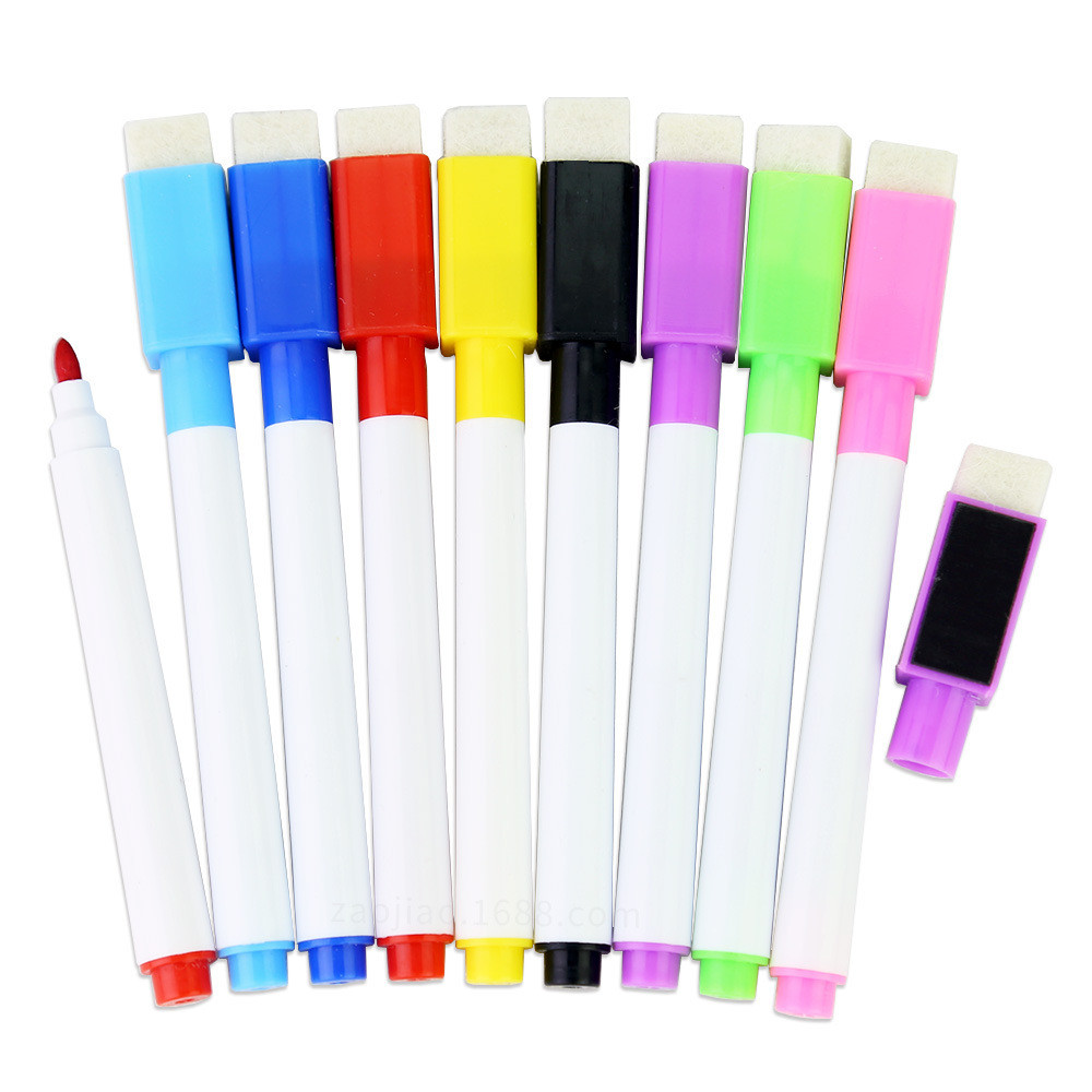 8 Shaped Magnetic Dry Erase Marker Set – Whiteboard Pens With Eraser, 7 Colors