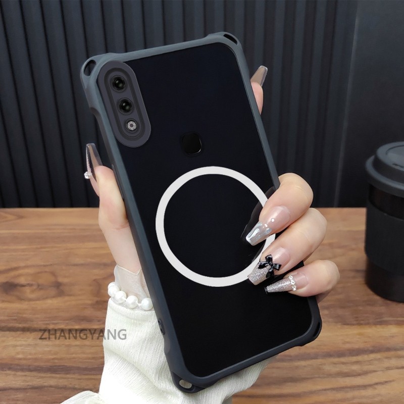 Case For vivo Y91 Y95 Silicone four corner anti drop phone case TPU soft  shell aesthetic magnetic suction ring new design