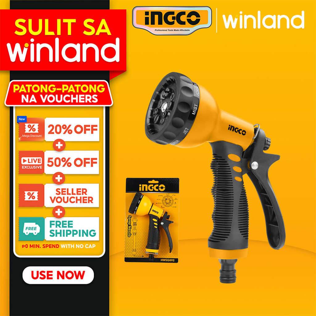 Ingco by Winland 9 Pattern Garden Spray / Shower Water Hose Sprayer ...