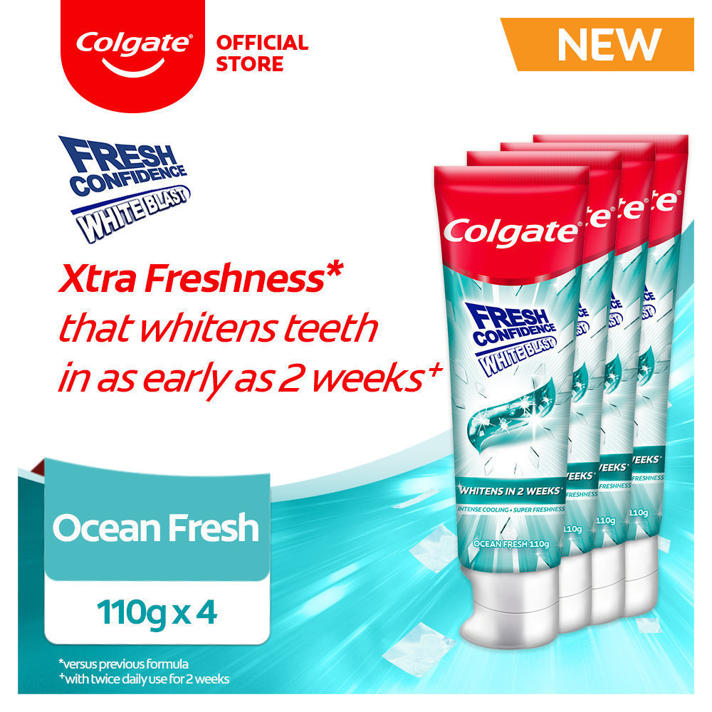 Colgate Fresh Confidence White Blast Whitening Toothpaste Ocean Fresh ...