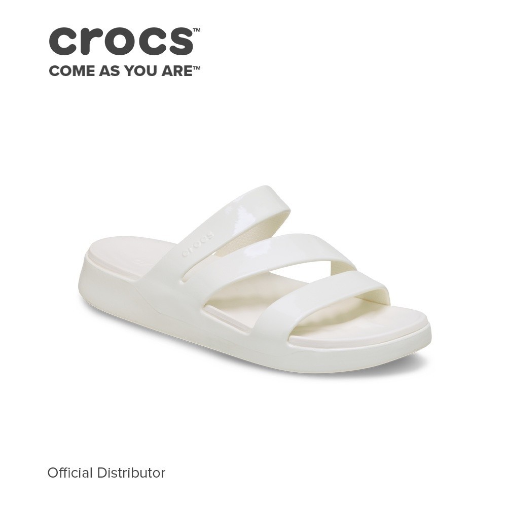 Crocs Women's Getaway Patent Strappy in Chalk | Shopee Philippines