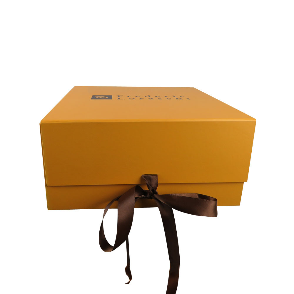 custom rigid five panel folding box with magnetic ribbon closure ...