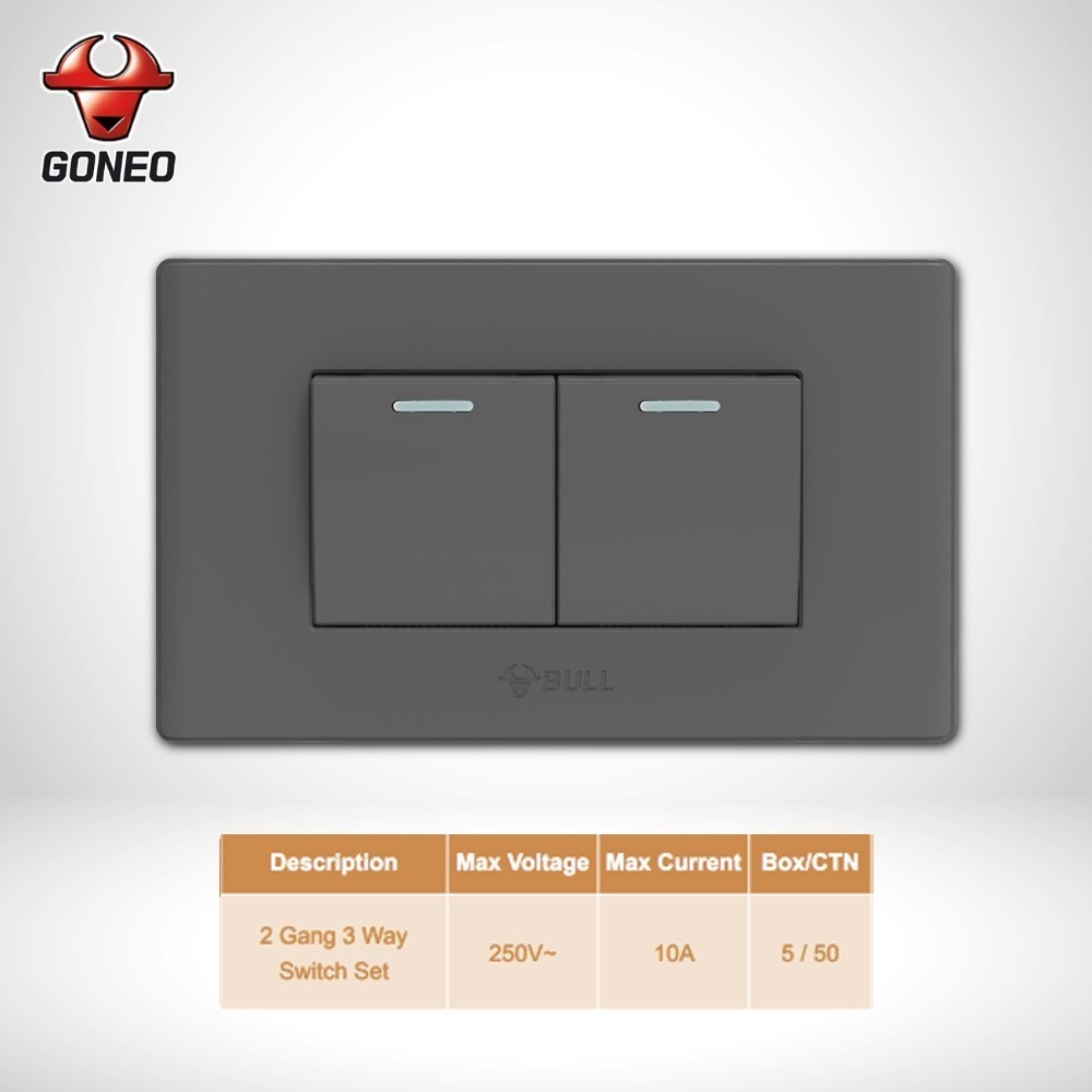 BULL 2 Gang 3 Way Wall Switch G04K212Y Dark Grey | Shopee Philippines