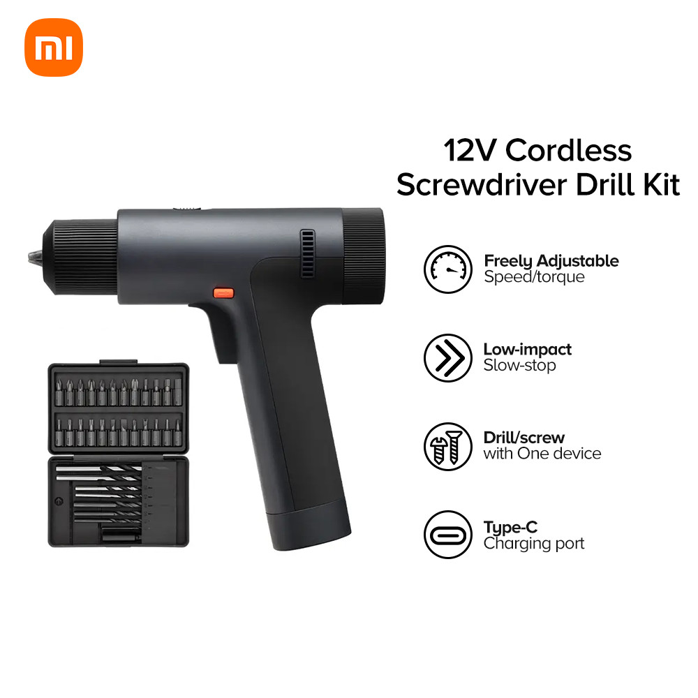 Xiaomi Mijia 12V Cordless Brushless Electric Screwdriver Drill Kit 2in1