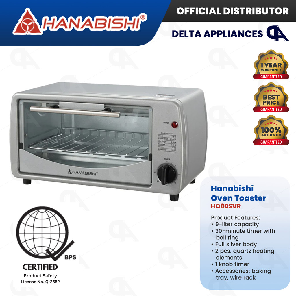 Hanabishi Oven Toaster 9 L Full Silver Body Original w 1 Year Warranty HO 80SVR Shopee Philippines