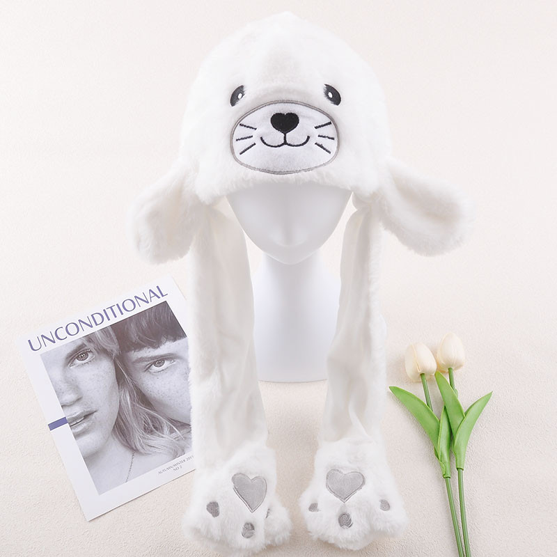 Ears Hat Moving Jumping Up Cute Glowing Bear Bunny Cap Preppy Funny Toy ...