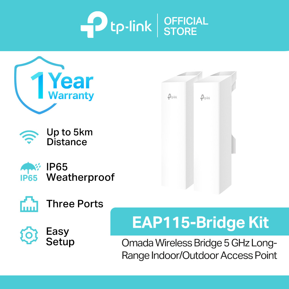 TP-Link EAP115-Bridge Kit Omada Wireless Bridge 5GHz 300 Mbps Long ...