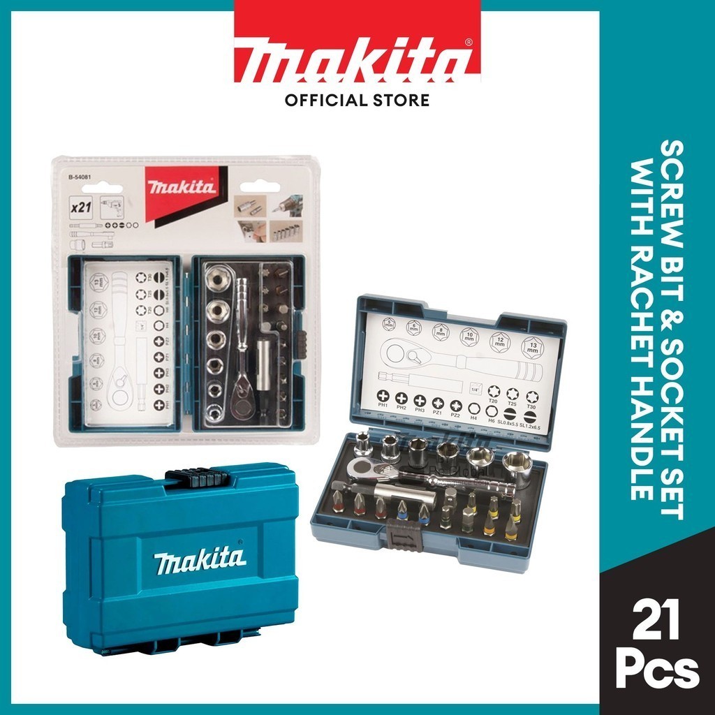Makita 21 pc. Screw Bit & Socket Set w/ Rachet Handle | Shopee Philippines