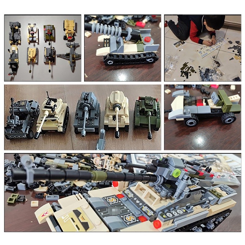 1000PCS;IA@z+Building@A+A@Blocks@K+s@t+8in1 s+Tank Military Heavy Tank ...