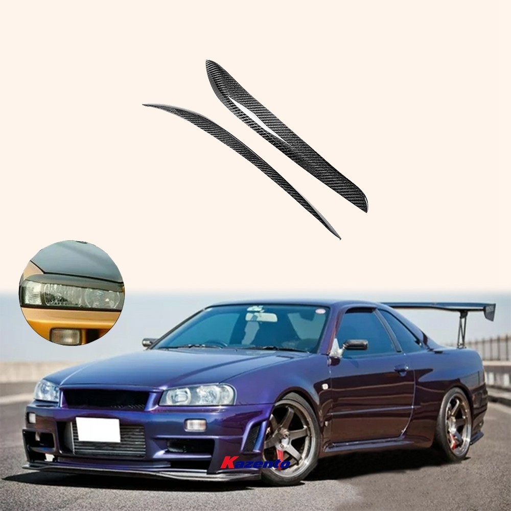 For 99-07 Nissan Skyline R34 GTR GTT GTS Front Bumper Headlight Eyelid ...
