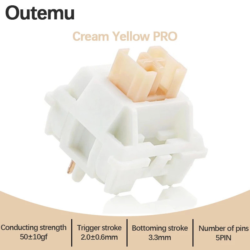 Outemu Cream Yellow Pro V2 Switches - 90 Stück Leise Taktile Schalter