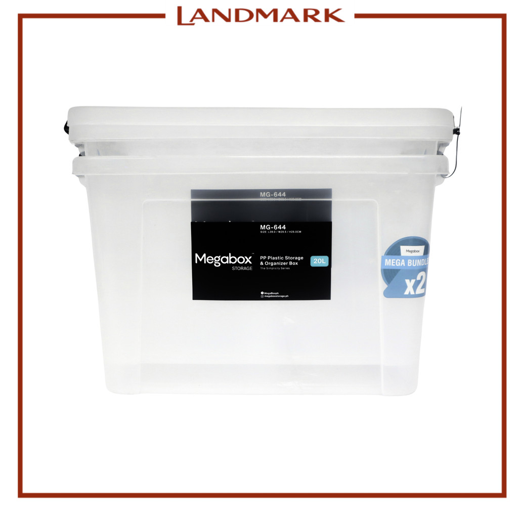 Megabox Set of 2 Storage Box 20L (MG-644) - Clear | Shopee Philippines