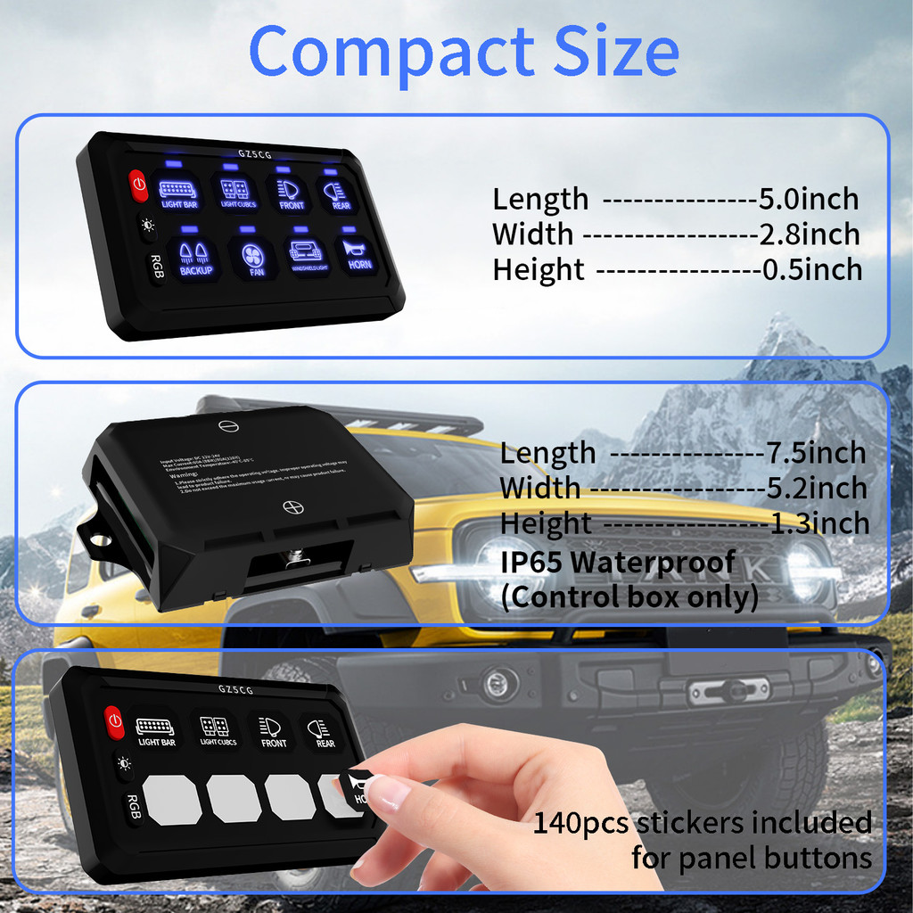 8Position Rgb Touch Switch Panel 8-Way Control Box Switch Panel Car ...