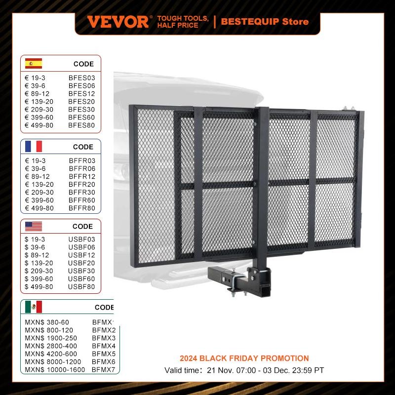 】VEVOR Hitch Mount Wheelchair Carrier 500LBS Mobility Scooter Carrier ...