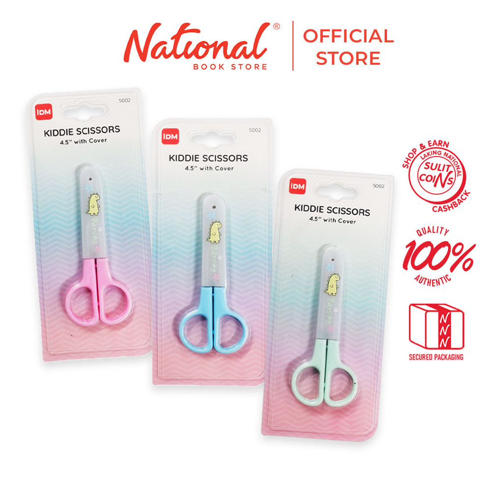 Kiddie Scissors Blunt Tip with Cover Blue Pink Green 4.5inches 5002 ...