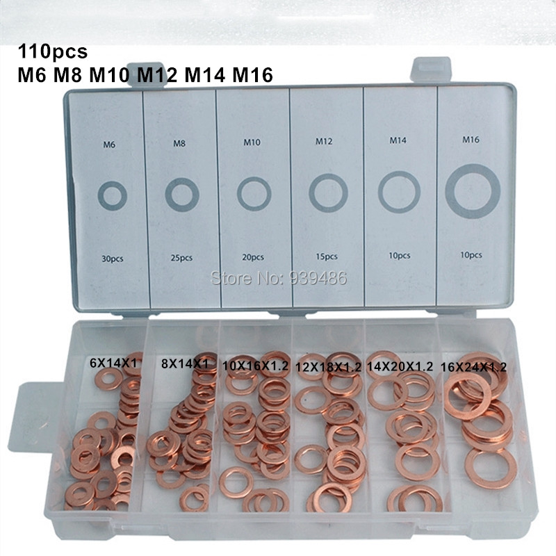♡110pcs Diesel Common Rail Injector Nozzle Copper M6 M8 M10 M12 M14 M16 ...
