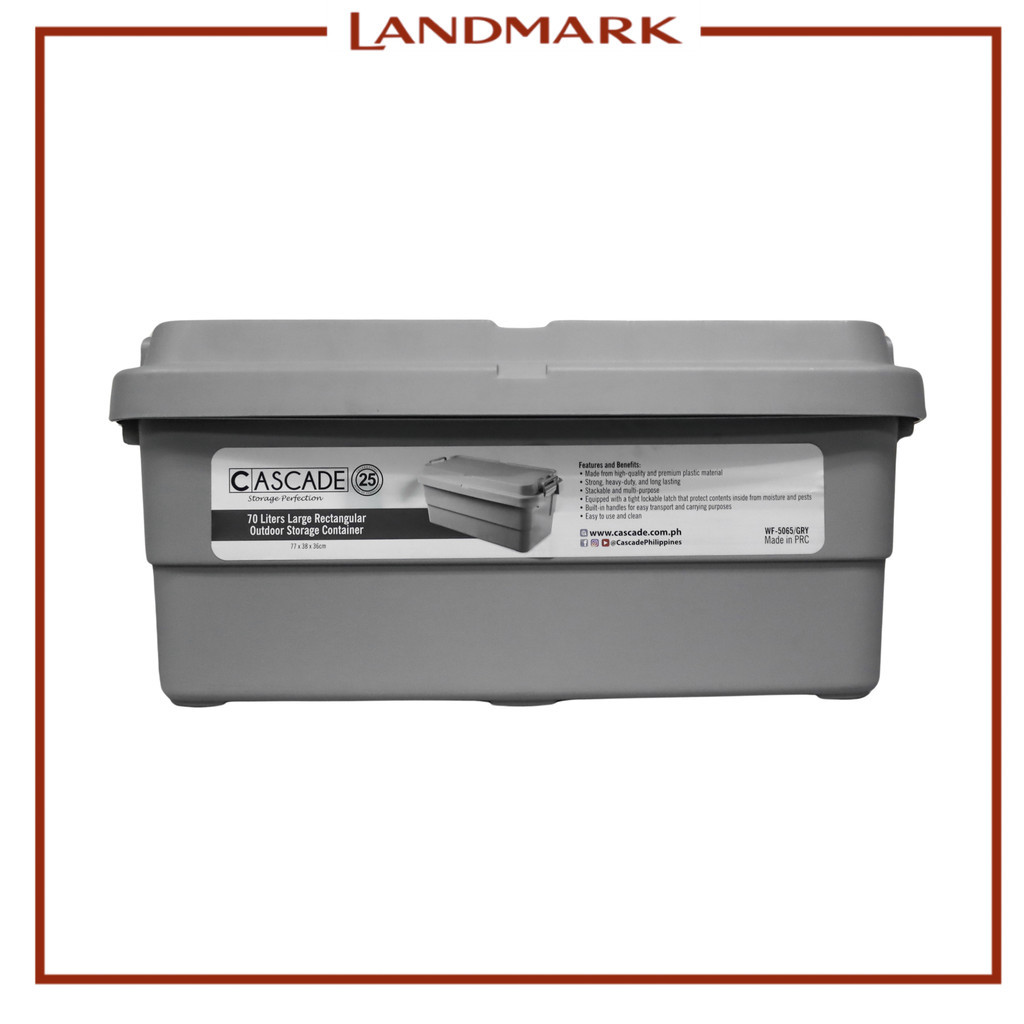 Cascade Rectangle Outdoor Storage Container 70L 77 x 38 x 36cm | Shopee ...