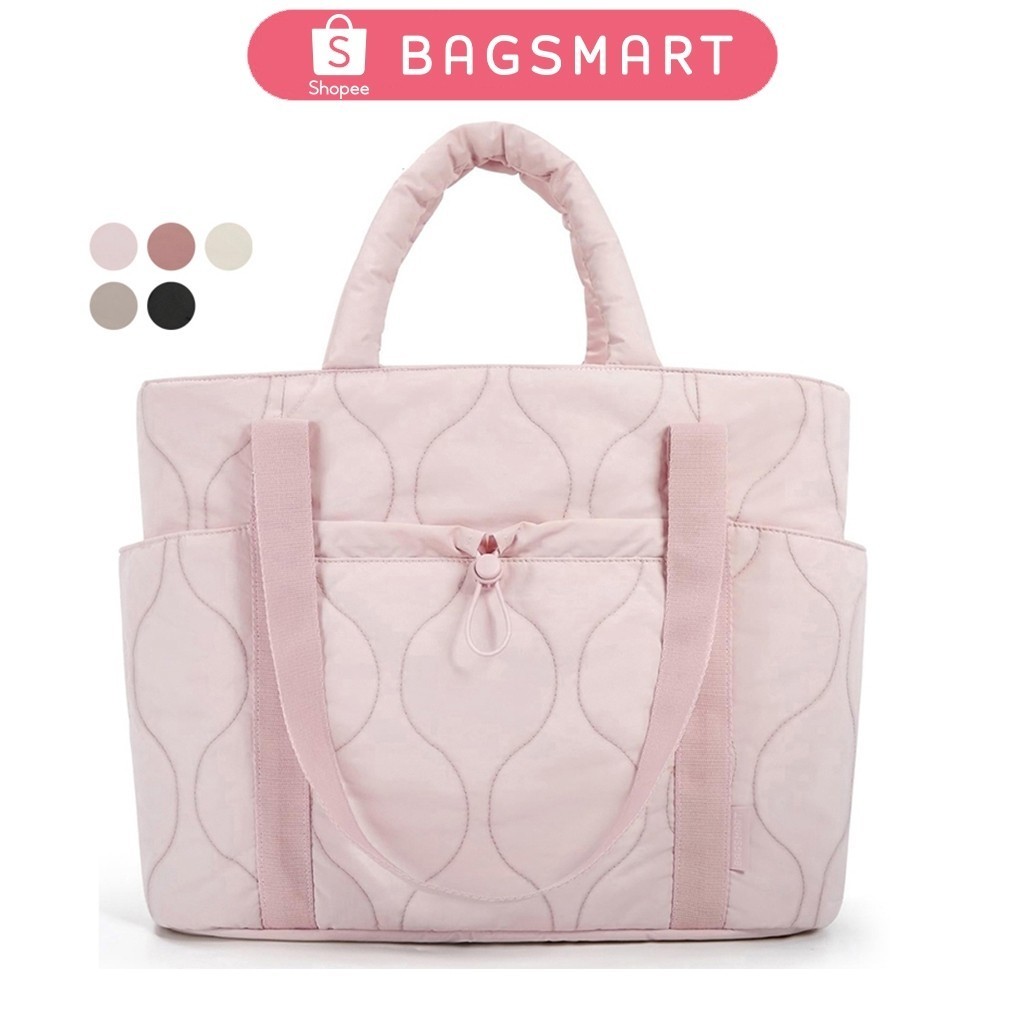 BAGSMART Travel Tote Bag for Women Puffer Shoulder Bag with Zipper