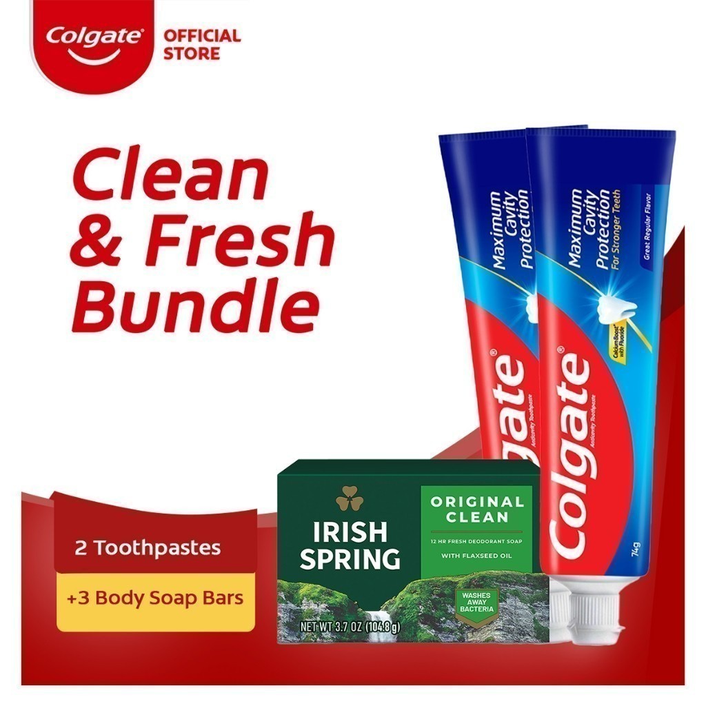 Colgate Maximum Cavity Protection Toothpaste 195g x2 + Irish Spring ...