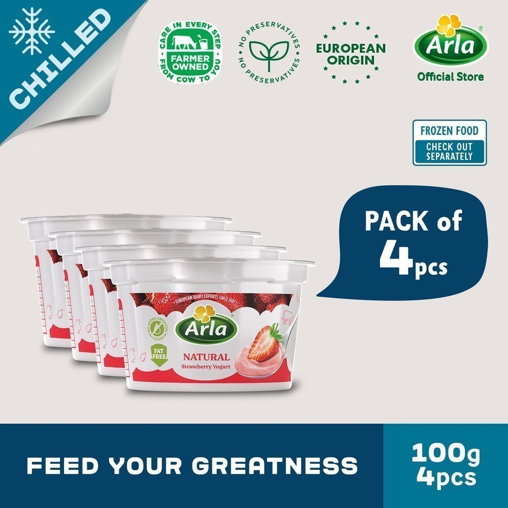 Arla Natural Strawberry Yogurt 100g 4-Pack | Shopee Philippines