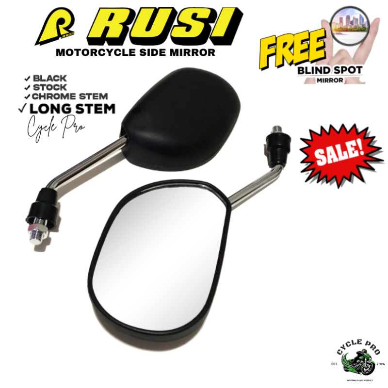 RUSI WAVE Motorcycle Stock TypeSide Mirror Big Chrome Stem Long Stem ...