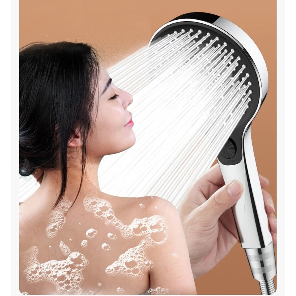 13.5cm Big Panel High Pressure Shower Head 3 Modes Water Saving Spray ...