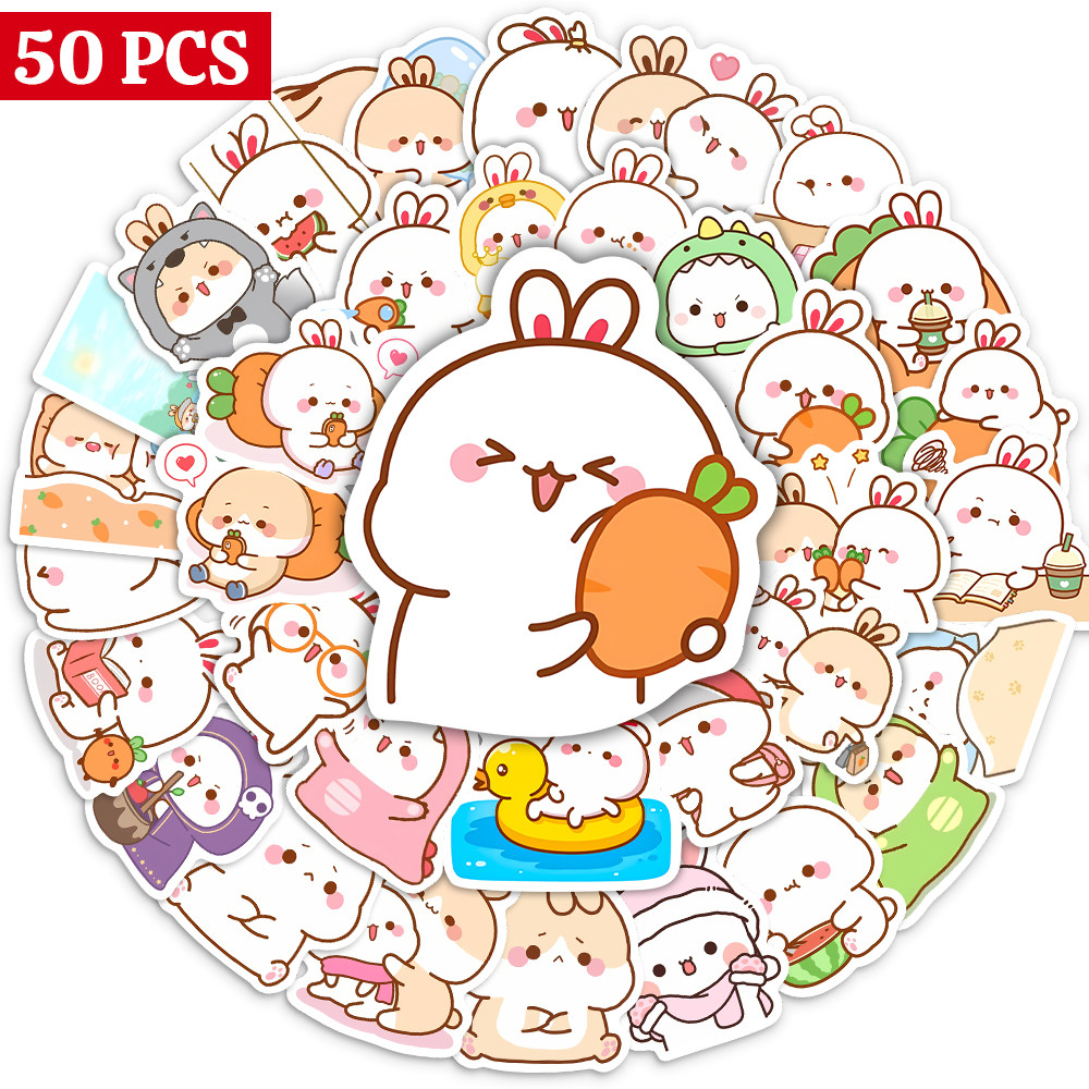 10/25/50Pcs Kawaii Carrot Rabbit Couple Stickers for Notebooks Laptop ...